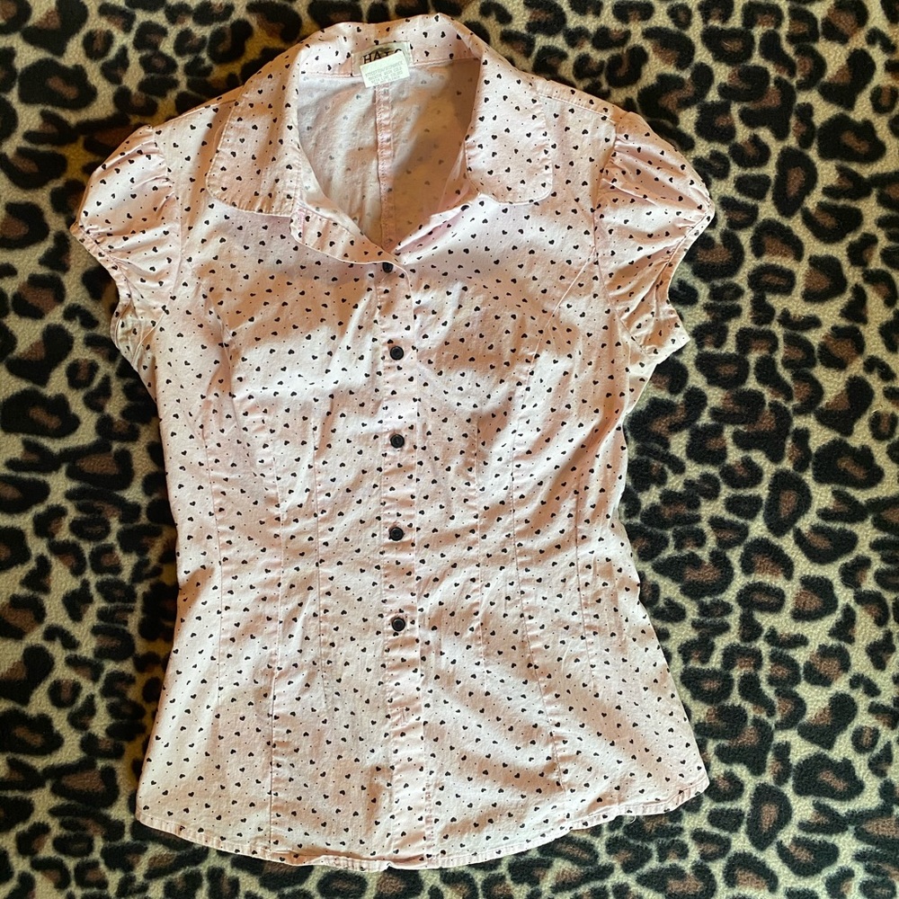 COPY - Baby pink rockabilly button up top